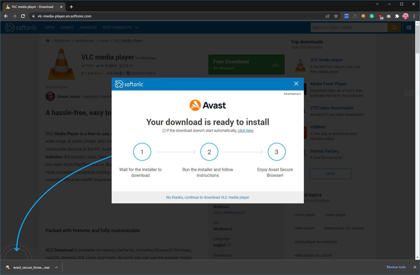 Installation guidance screen