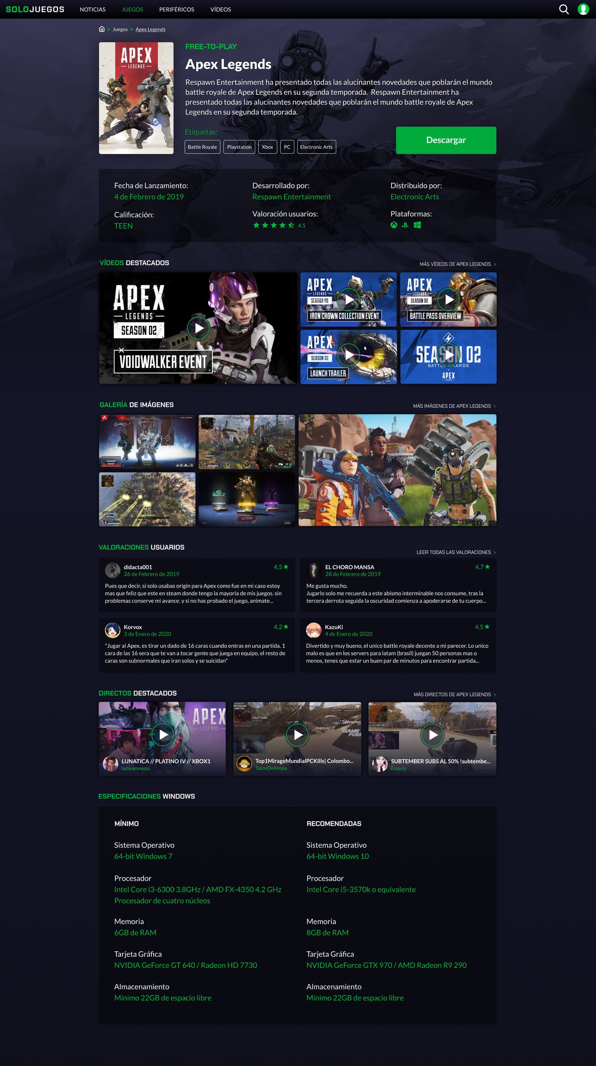 SoloJuegos game page