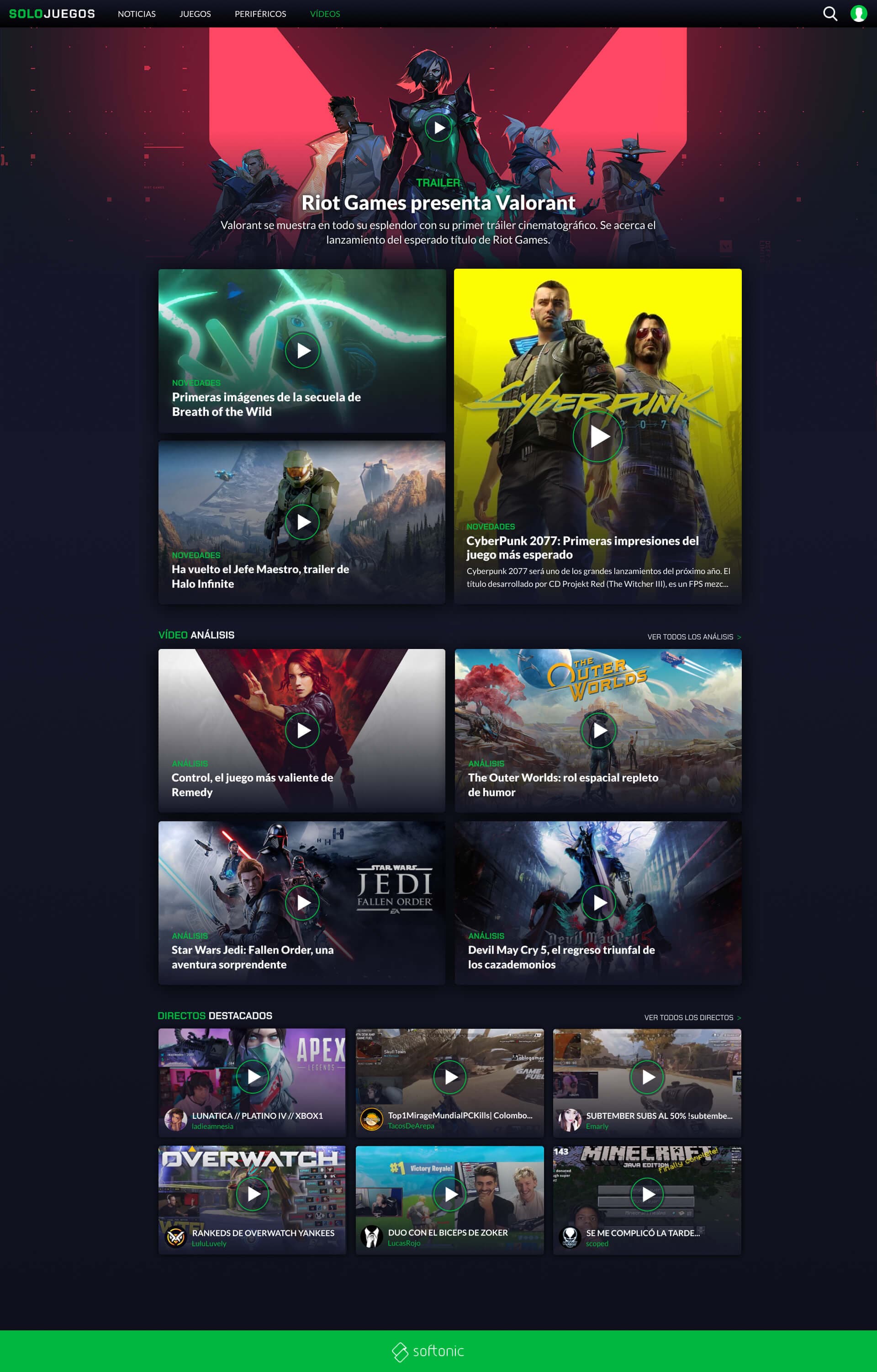 SoloJuegos videos page