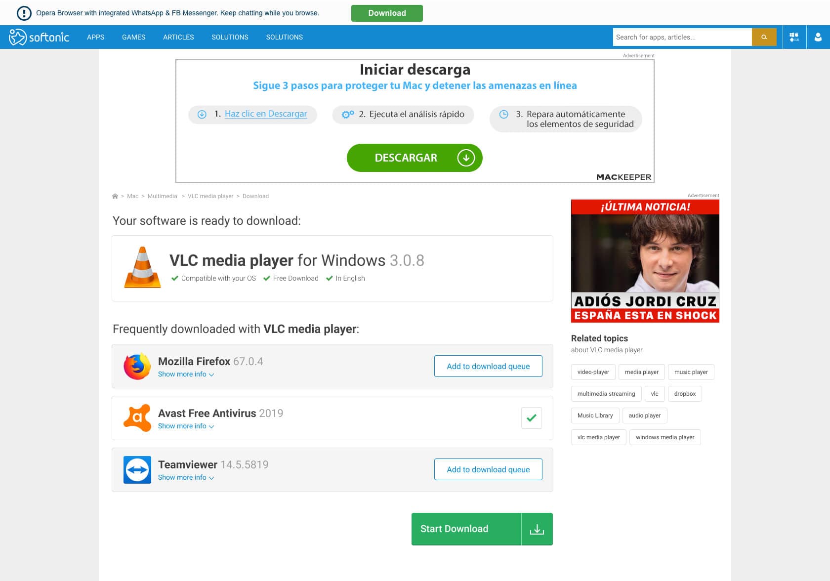 Softonic software bundle concept, refined layout iteration