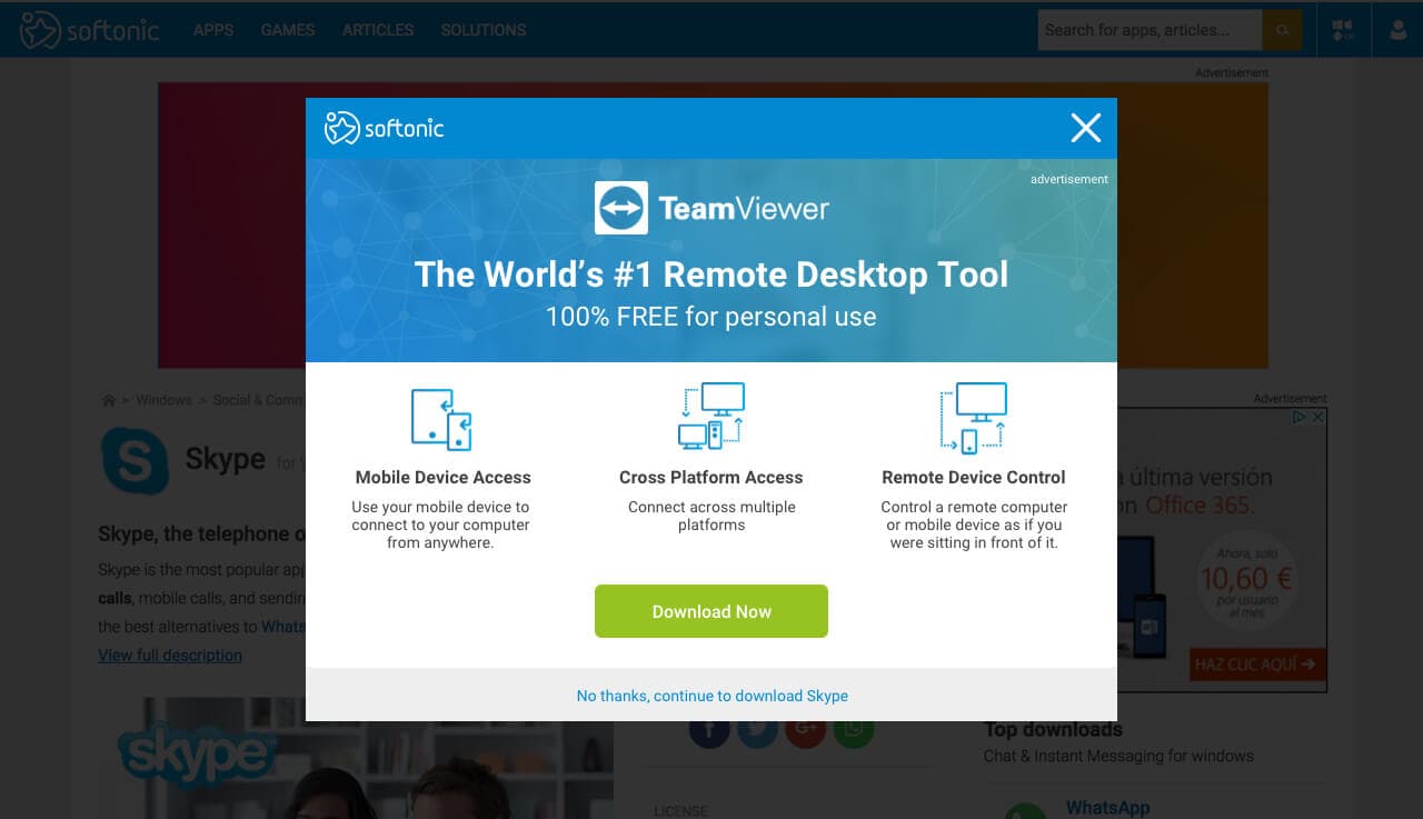 Softonic personalized download intent campaign, sample 2