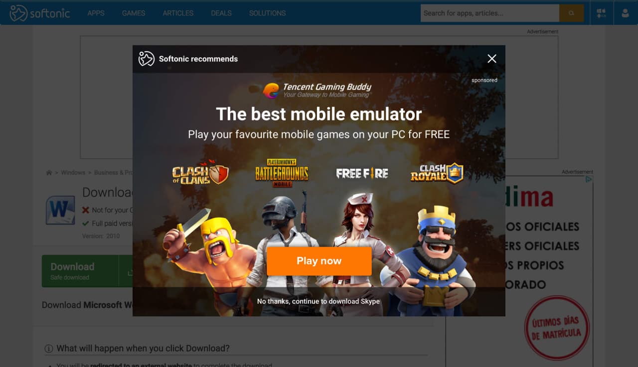 Softonic personalized download intent campaign, sample 3