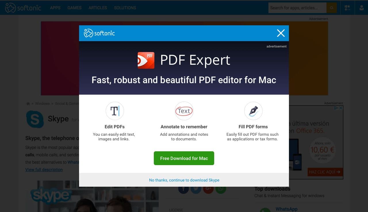 Softonic personalized download intent campaign, sample 4