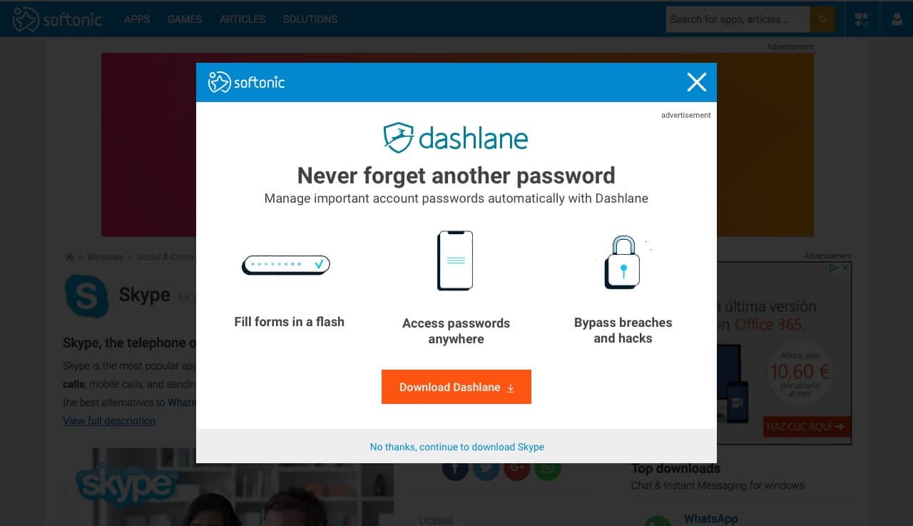 Softonic personalized download intent campaign, sample 5