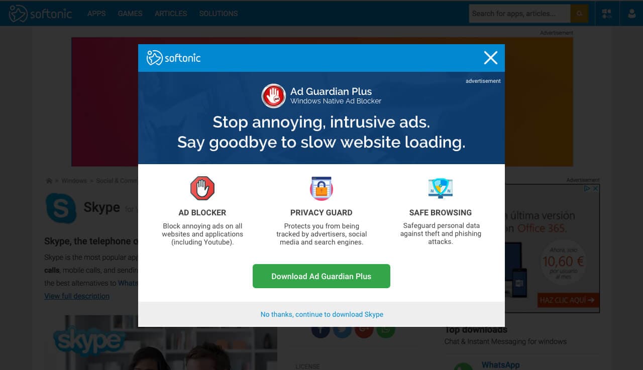 Softonic personalized download intent campaign, sample 6