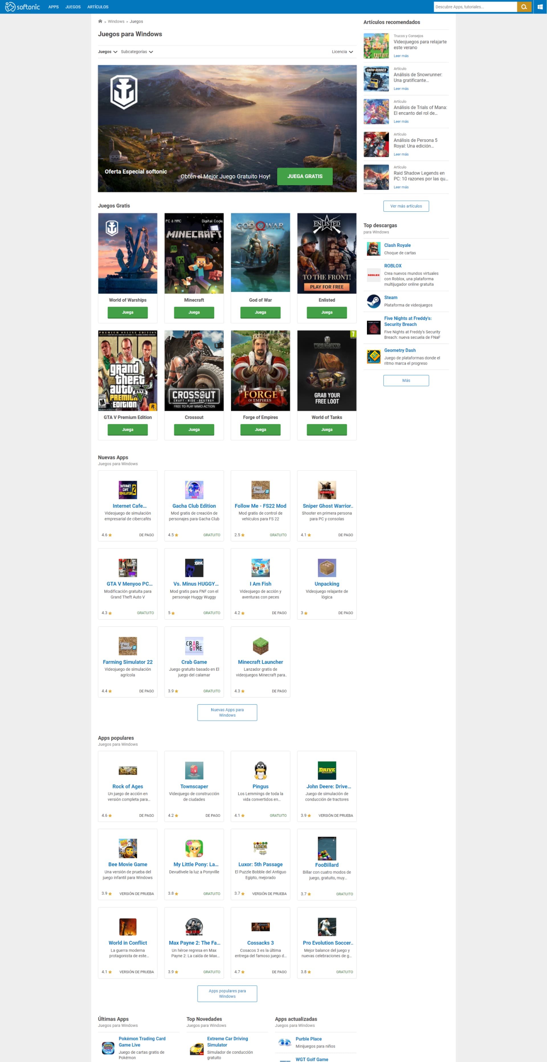 Softonic games category